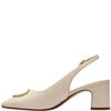 CLARKS WOMENS MID HEEL SLINGBACK - CREAM LEATHER
